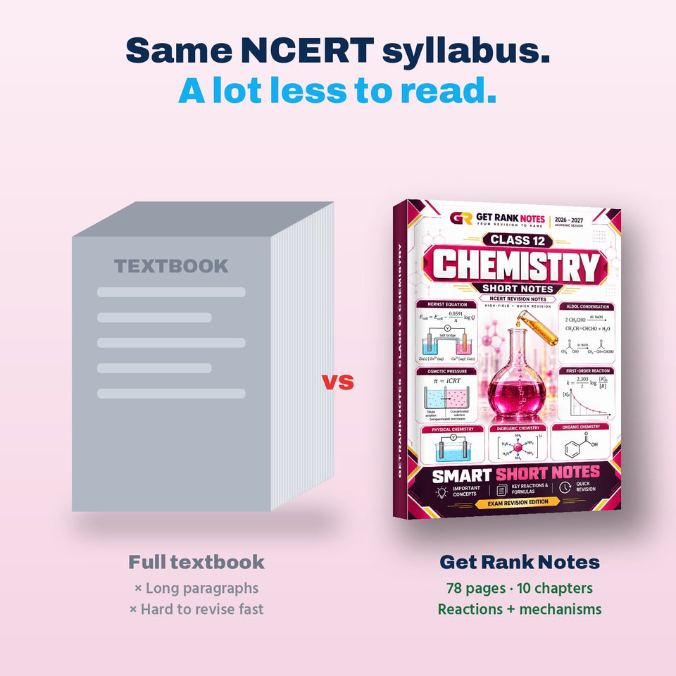 Full Chemistry textbook compared with the 78-page Get Rank Notes book