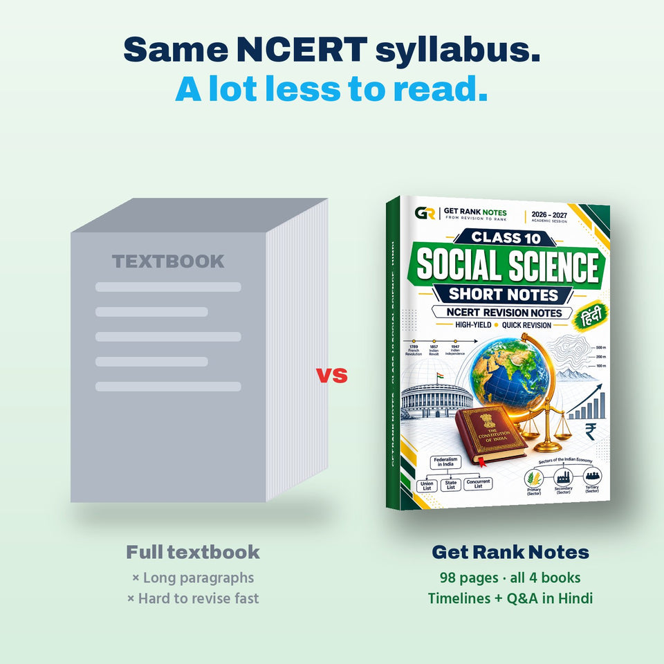 Four Social Science textbooks compared with the 98-page Hindi Medium book