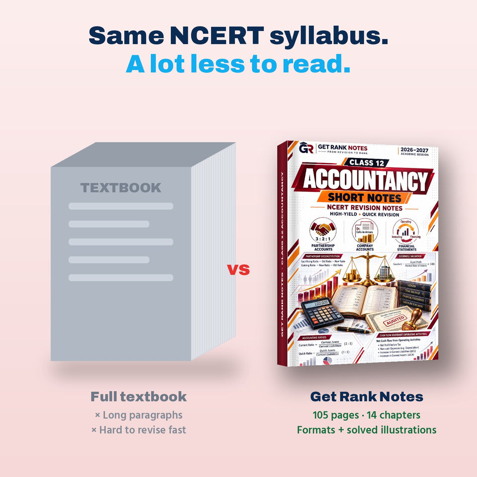 Full Accountancy textbook compared with the 105-page Get Rank Notes book