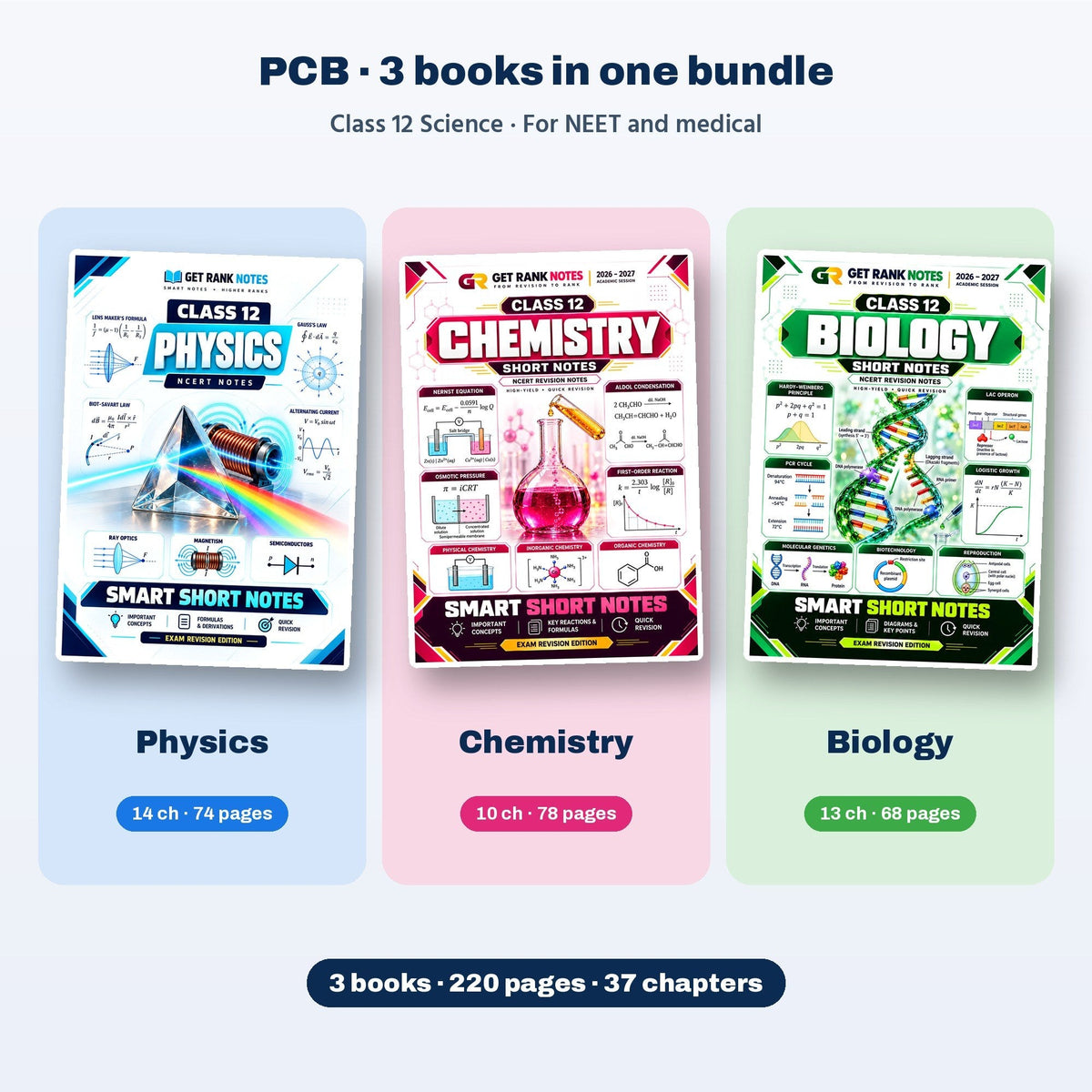 PCB bundle: Class 12 Physics, Chemistry and Biology books