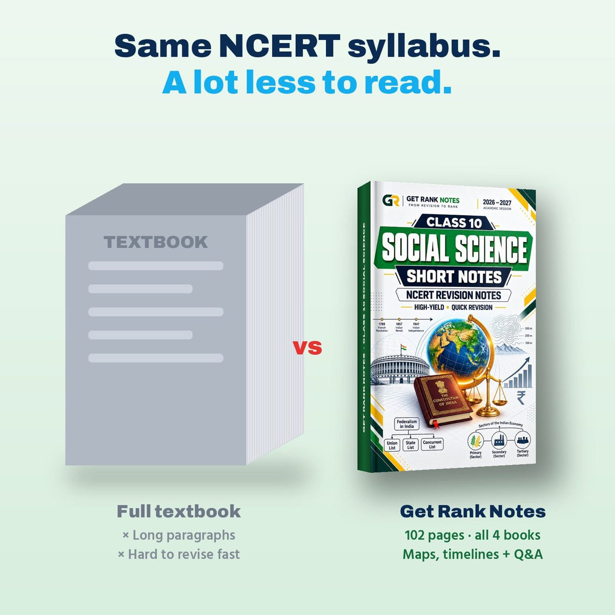 Social Science textbooks compared with these notes