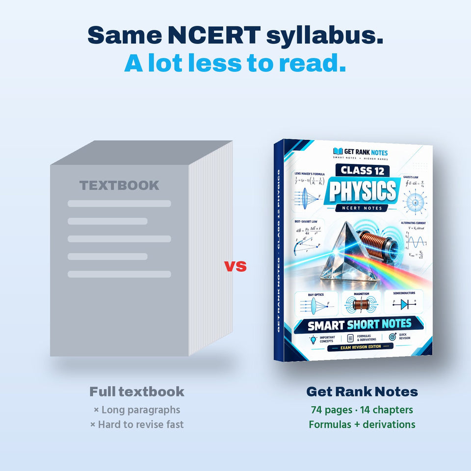 Full Physics textbook compared with the 74-page Get Rank Notes book