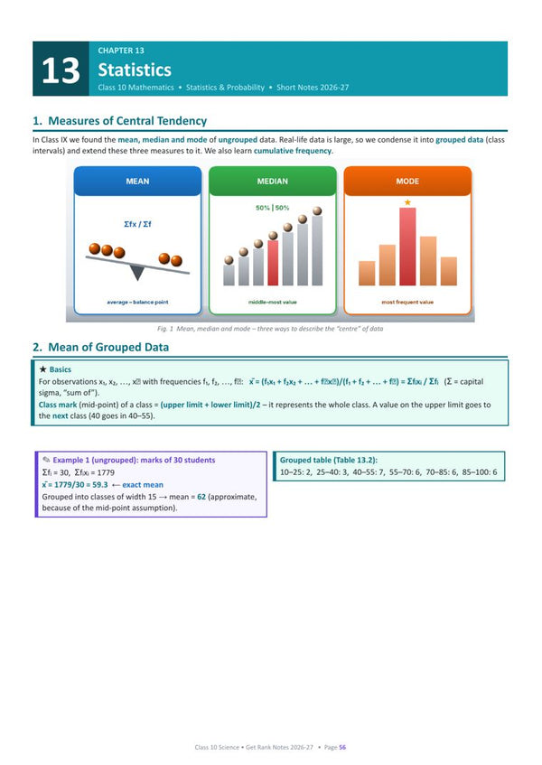 Statistics page from the book