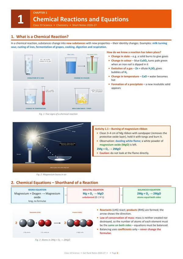 Chemical Reactions and Equations page from the book
